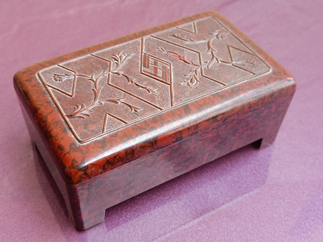 1930 RARE Bakelite Box, Maroon Bakelite Box, Vintage Bakelite Box