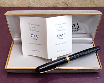 Pluma estilográfica OMAS EXTRA 620 de la década de 1970, pluma estilográfica vintage, pluma estilográfica con plumín dorado, pluma estilográfica retro, pluma estilográfica, plumín tamaño F, Italia