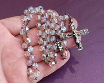 ロザリオ INRI 1950 INRI シルバーとガラスのカトリック ロザリオ、イエス キリストの
