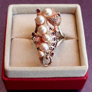 Majorica Pearl, Gold And Silver Ring, Designer Pearl 925 Silver Ring, Pearl Silver Ring, Majorica Pearl Ring, Wedding Gift, Mallorca Pearl