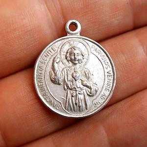 1950s Oh María Sin Pecado Concebida Religious Medal, Sancta Infantia Sinite Parvulos Venire Ad Me Catholic Devotional Medal