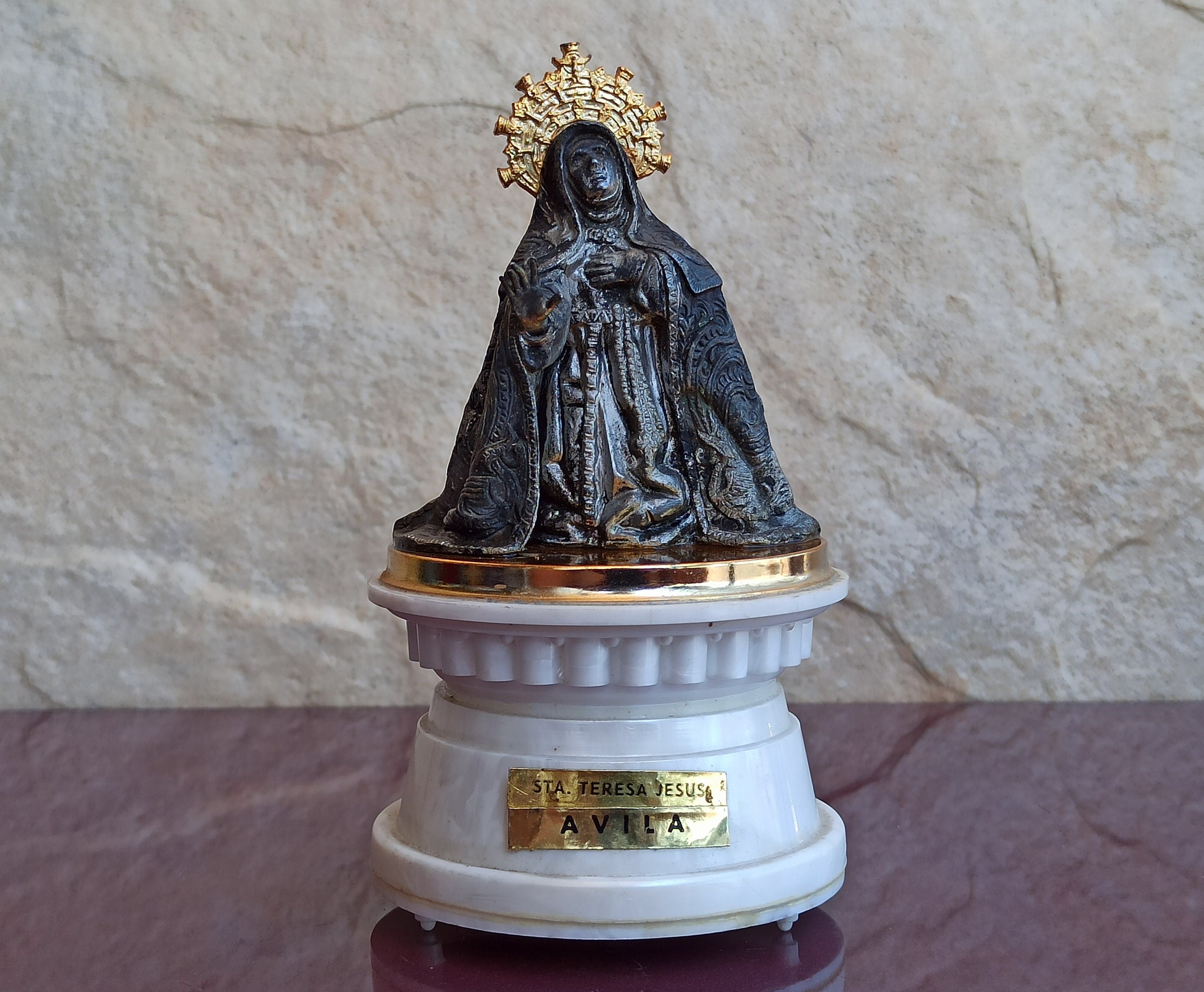 AVILA Santa Teresa De Jesús, Saint Teresa of Jesus, Saint Teresa of Ávila Sculpture, Ancient Saint Sculpture, Silver Plated Saint Figure