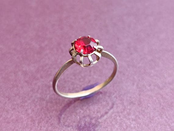 875 Silver Ruby Ring, USSR Red Ruby Silver Ring, … - image 3