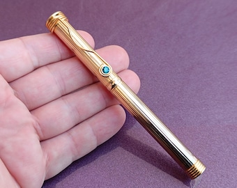 Pluma estilográfica de piedra Swarovski VACCARO, pluma estilográfica llena de oro, pluma estilográfica vintage, pluma estilográfica, punta de iridio, pluma de tinta