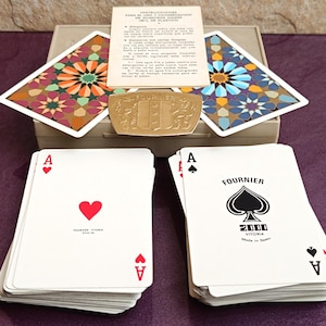 2000 FOURNIER Vitoria Spagna Set di 2 mazzi di carte da gioco con design rosso e blu, carte da gioco, carte da gioco vintage, carte da gioco antiche