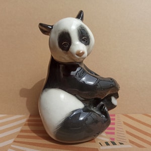 LFZ Lomonosov, LFZ Porzellan Panda Figur, Keramik Panda, Sammlerstück 80er Jahre, Vintage Panda Figur, Porzellanbär, hergestellt in der UdSSR