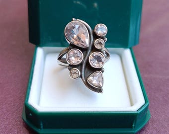 925 Silver Rock Crystal Ring, Rock Crystal Ring, 925 Silver Ring, Vintage Silver Ring, Crystal Silver Ring, Wish Stone, Healing Crystal