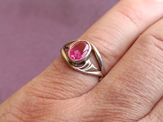 875 Silver Soviet Ruby Ring, Red Ruby Silver Ring… - image 5