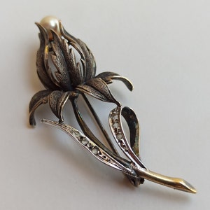 1930th Chardon Silver Brooch, Silver Chardon Brooch, Vintage Brooch, Antique Silver Brooch, Retro Brooch, Flower Silver Brooch, Mark Star