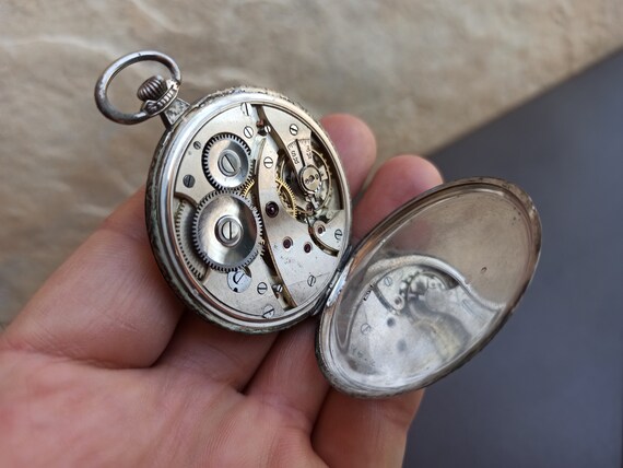 Silver Cronometro ABAZ, Silver Pocket Watch, Silv… - image 4