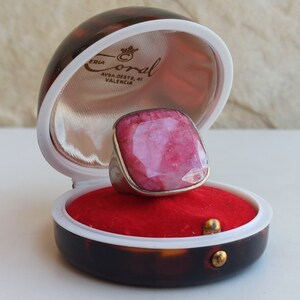 Large Ruby Ring, 925 Sterling Silver, Silver Ruby Ring, Vintage Ring, Antique Silver Ring, Retro Ring, Vintage Ruby Ring