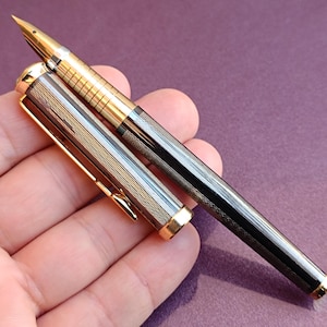 Penna stilografica, penna stilografica riempita d'oro, penna stilografica vintage, penna stilografica, penna antica, punta iridio, penna stilografica in metallo