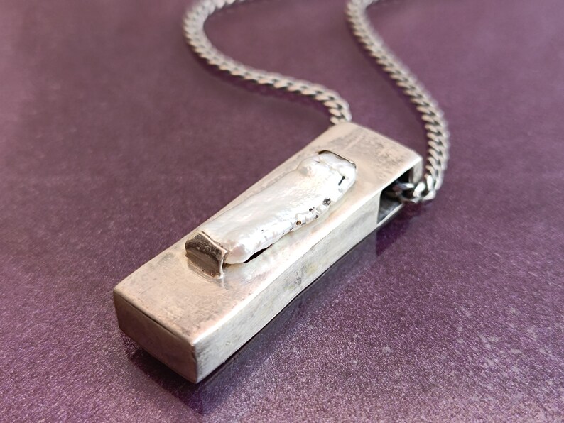 925 Silver Mother Of Pearl Pendant With Necklace, Silver Pendant, Italian Silver Jewellery, Antique Pendant, Vintage Pendant, Italy image 11