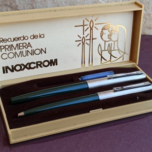 INOXCROM 77 SET vulpen en balpen, vulpen, vintage vulpen, retro balpen, antieke vulpen, Spaanse pen