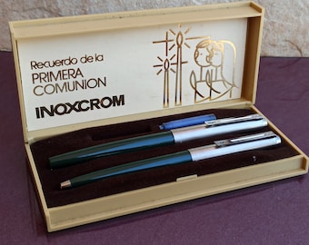 INOXCROM 77 SET Fountain Pen and Ballpoint Pen, Fountain Pen, Vintage Fountain Pen, Retro Ballpoint Pen, Antique Fountain Pen, Spanish Pen