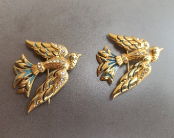 Bird Enamel And Stones Brooch, Spanish Brooch, Bird Brooch, Bohemian Jewellery, Lovely Filigree Brooch, Lovely Vintage Style, Antique Brooch