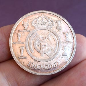 925 Silver Real Madrid FC 1992-2002 Keychain, Real Madrid Silver Keychain, Keychain FC Real Madrid, Coin FC Real Madrid, Silver Charm
