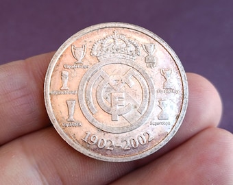 925 Silver Real Madrid FC 1992-2002 Keychain, Real Madrid Silver Keychain, Keychain FC Real Madrid, Coin FC Real Madrid, Silver Charm