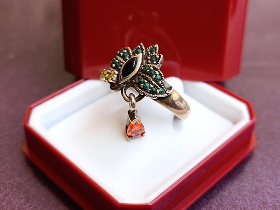 925 Silver Multistones Ring, 925 Silver Ring, Cit… - image 5