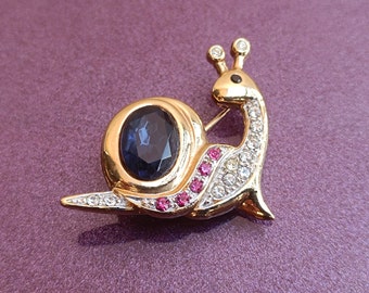 Gold Filled Snail Brooch, Czech Glass Brooch, Bohemian Jewelry, Lovely Filigree Brooch, Snail Brooch, Lovely Vintage Style, Vintage Brooch