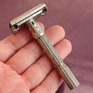 Maquinilla de afeitar Gillette USA, micrométrica ajustable, fabricada en EE. UU., antigua Gillette, antigua