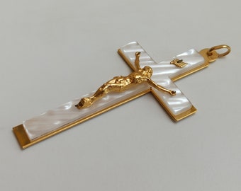 1970 Jesus Gold Plated Cross, Antique Pendant, Cruz, Religious Cross, Antique Religious Cross Pendant, Vintage Cross Pendant, Antique Cross