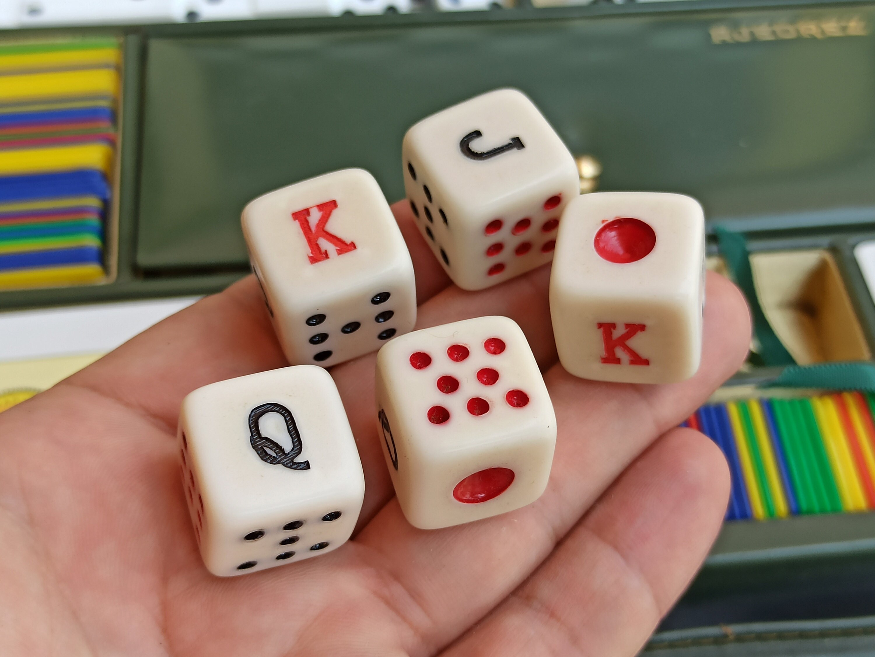 1950 年代のポーカー セット、アメリカン ポーカー、ポーカー ダイス