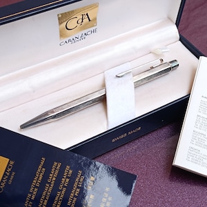 Stylo à bille Silver Caran dAche Geneve, Palladium, Argent, Stylo à bille vintage, Stylo à bille suisse, Stylo Argent, Stylo Caran dAche