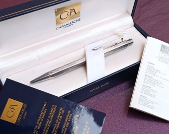 Caran D'ache Equinox Blue Marble Ballpoint Pen Made in Switzerland