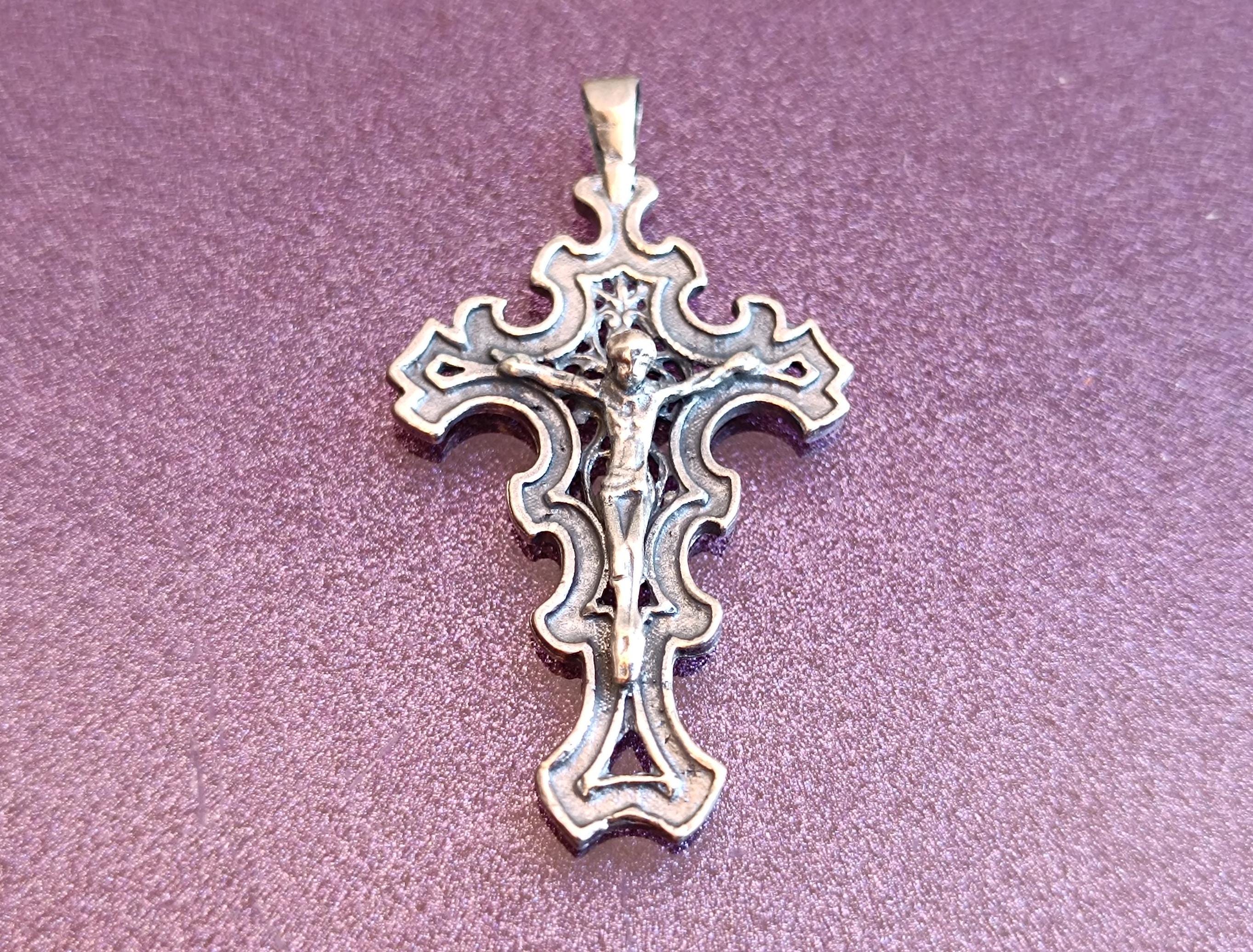 Pendentif Croix Argent Vintage - Bijou Religieux Catholique D'occasion