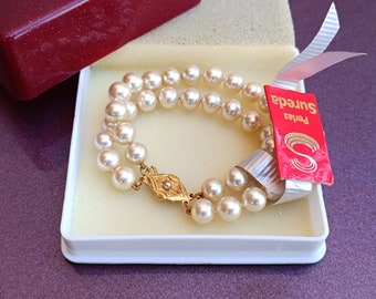 Sureda Pearls 24k Gold Filled Perlas Sureda, 8mm Manacor Mallorca Bracelet, Mallorca Pearl, Pearl Bracelet, Vintage Pearl Bracelet, Spain