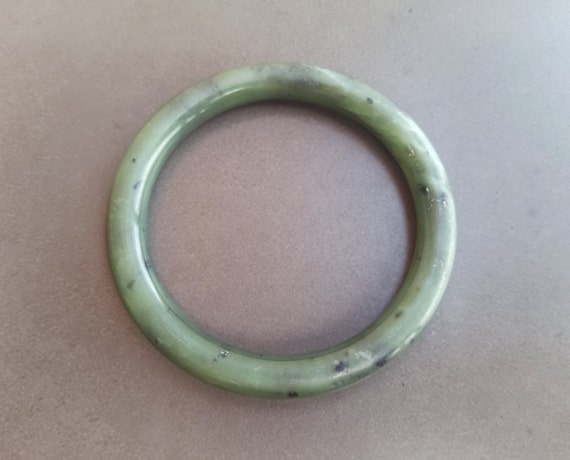 Natural Green Jade Bracelet, Vintage Jade Bracele… - image 1