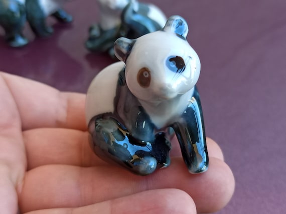 イギリスアンティーク・パンダベア Vintage Pandas SET, Porcelain Panda Figurine, Ceramic Panda