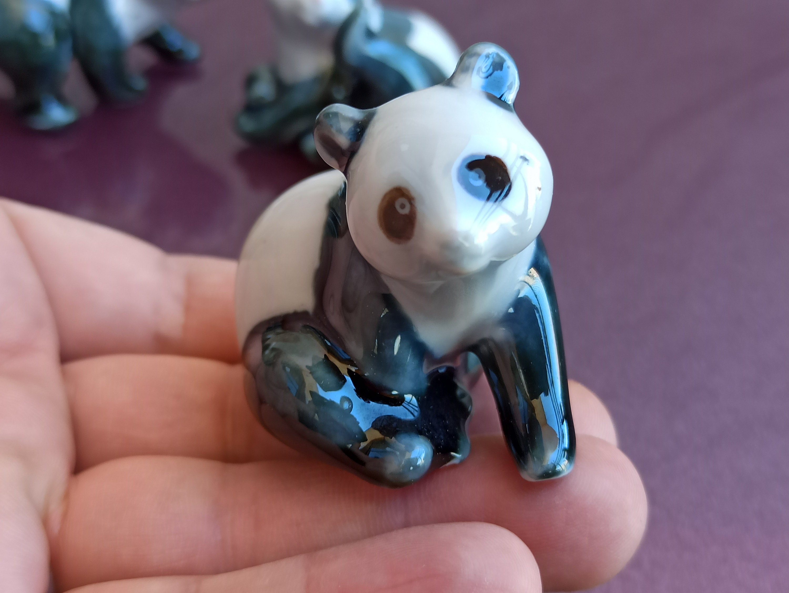 Vintage Pandas SET, Porcelain Panda Figurine, Ceramic Panda