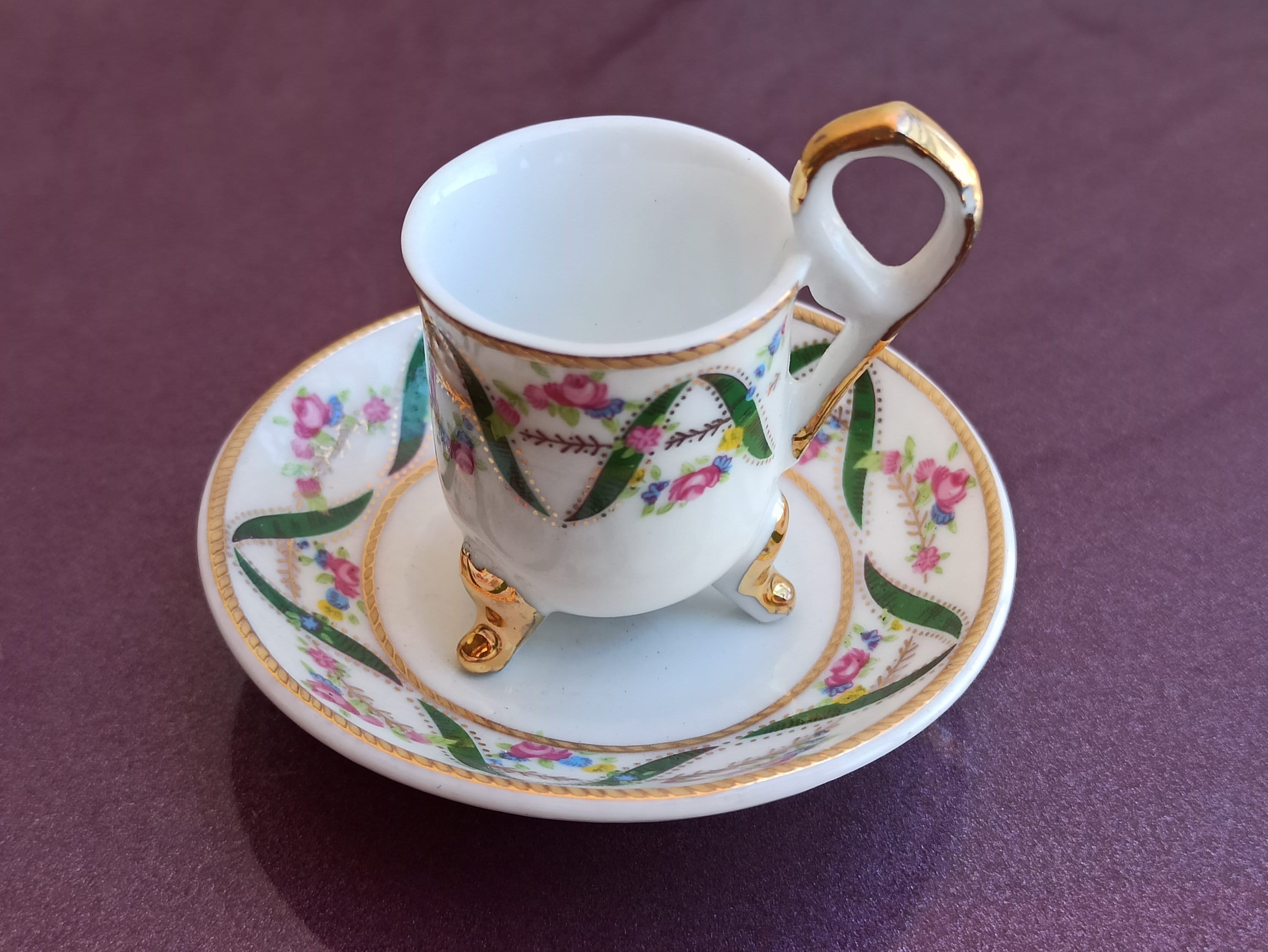 Venezia Gold Collection Cup and Saucer Set of 4, Porcellana 