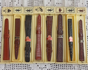 Ferrerレザーウォッチバンド、スペイン製レザーウォッチバンド、レザーウォッチストラップ、アンティーク1980年代レザーウォッチストラップ、ヴィンテージウォッチバンド、Ferrer