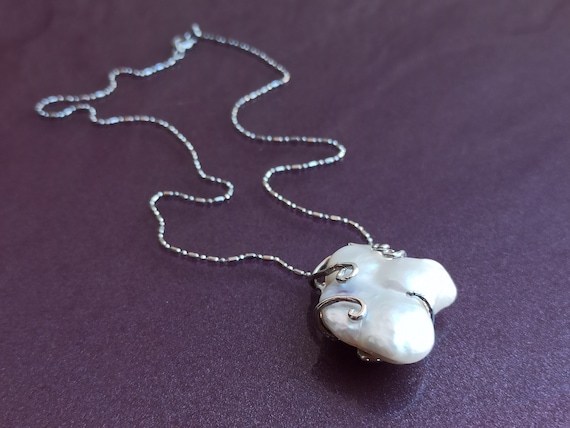 18K Gold Filled Chain, Pearl Elegant Gold Plated Pendant, GP Mother-Of-Pearl Shell, Shell Silver Plated Pendant, Wedding Jewelry