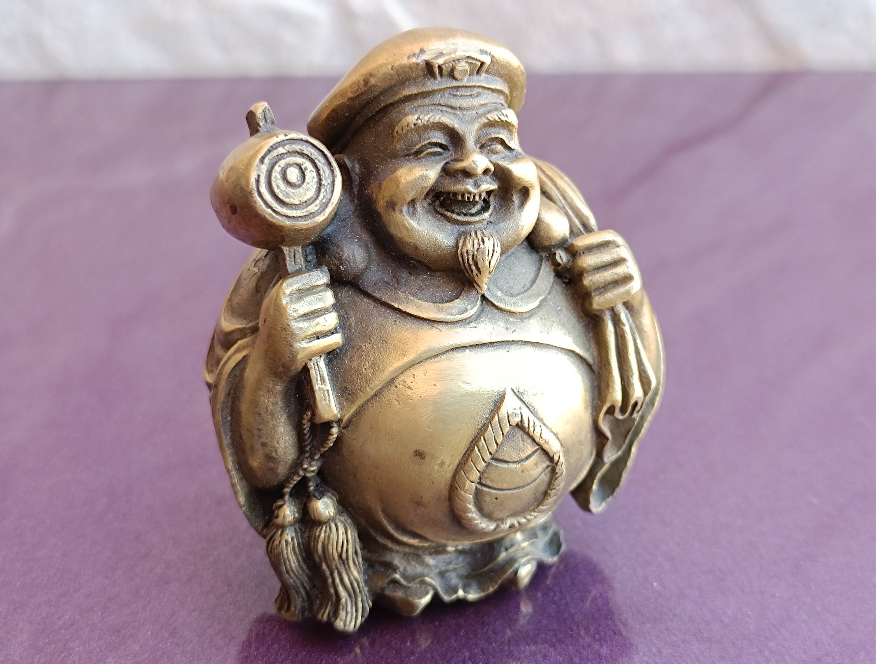 1970 Chinese Monk With Bag and Hammer, Happy Laughing Buddha