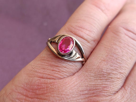 875 Silver Soviet Ruby Ring, Red Ruby Silver Ring… - image 13