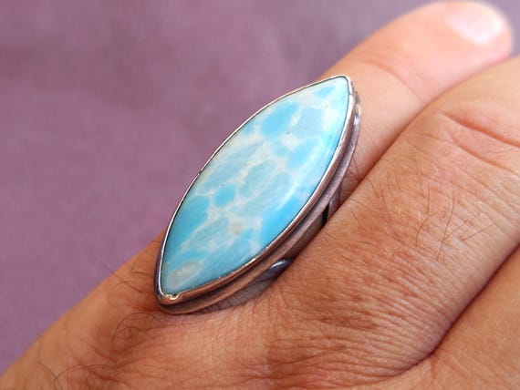 925 Silver Larimar Ring, Larimar Ring, Vintage La… - image 9