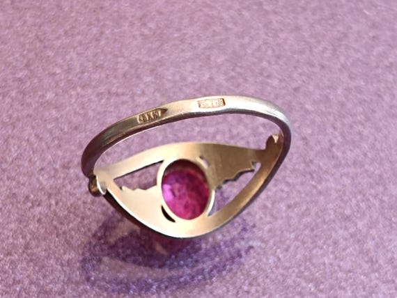 875 Silver Soviet Ruby Ring, Red Ruby Silver Ring… - image 8