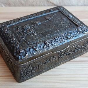 1920 ZELDZAME SUGRAÑES Sieradendoos, Antiek Verzilverde Doos, Vintage Joyeria y Plateria, Kofferbak Vintage, Oude Kleine Kofferbak, Schatkist