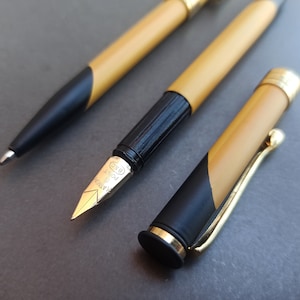 Penna stilografica e a sfera a punta di platino, penna stilografica riempita d'oro vintage, penna stilografica retrò, penna stilografica antica, penna retro Spagna