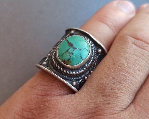 Turquoise Ring, 925 Sterling Silver, Silver Turqu… - image 1