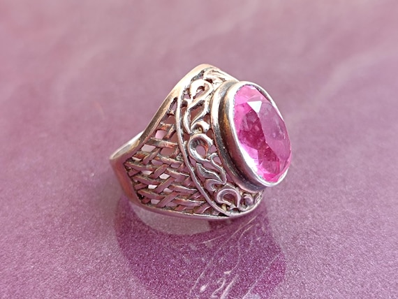 875 Silver Ruby Ring, USSR Red Ruby Silver Ring, … - image 9