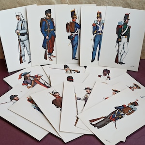 CARLO zestaw 15 pocztówek 1970 postać żołnierza pocztowego, pocztówki, pocztówki Pack, Vintage pocztówki żołnierz Hiszpanii, Europa, wysłane pocztówki