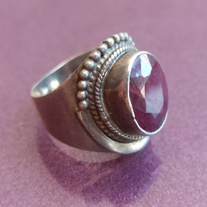 Ruby 925 Silver Ring, Ruby Silver Ring Silver, Silver Ruby Ring, Vintage Ring, Antique Silver Ring, Retro Ring, Vintage Ruby Ring