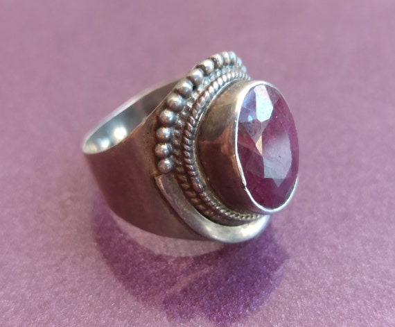 Ruby 925 Silver Ring, Ruby Silver Ring Silver, Si… - image 1