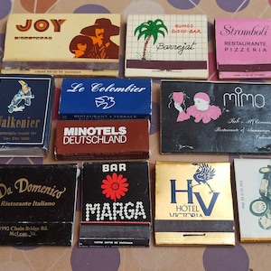 Set of 11 MATCHBOX 1980, Antique Matches, Various Design, Made in Spain, Antique Style, Old Matches, Match Holder, Vintage Matches