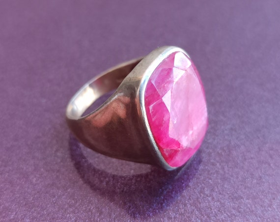 Ruby 925 Silver Ring, Ruby Silver Ring Silver, Si… - image 1